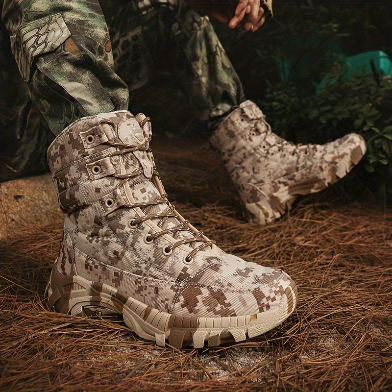 Men's Lightweight Motorcycle Combat Boots Waterproof Hunting Shoes Camouflage Lightweight Hiking Shoes, rubber boot