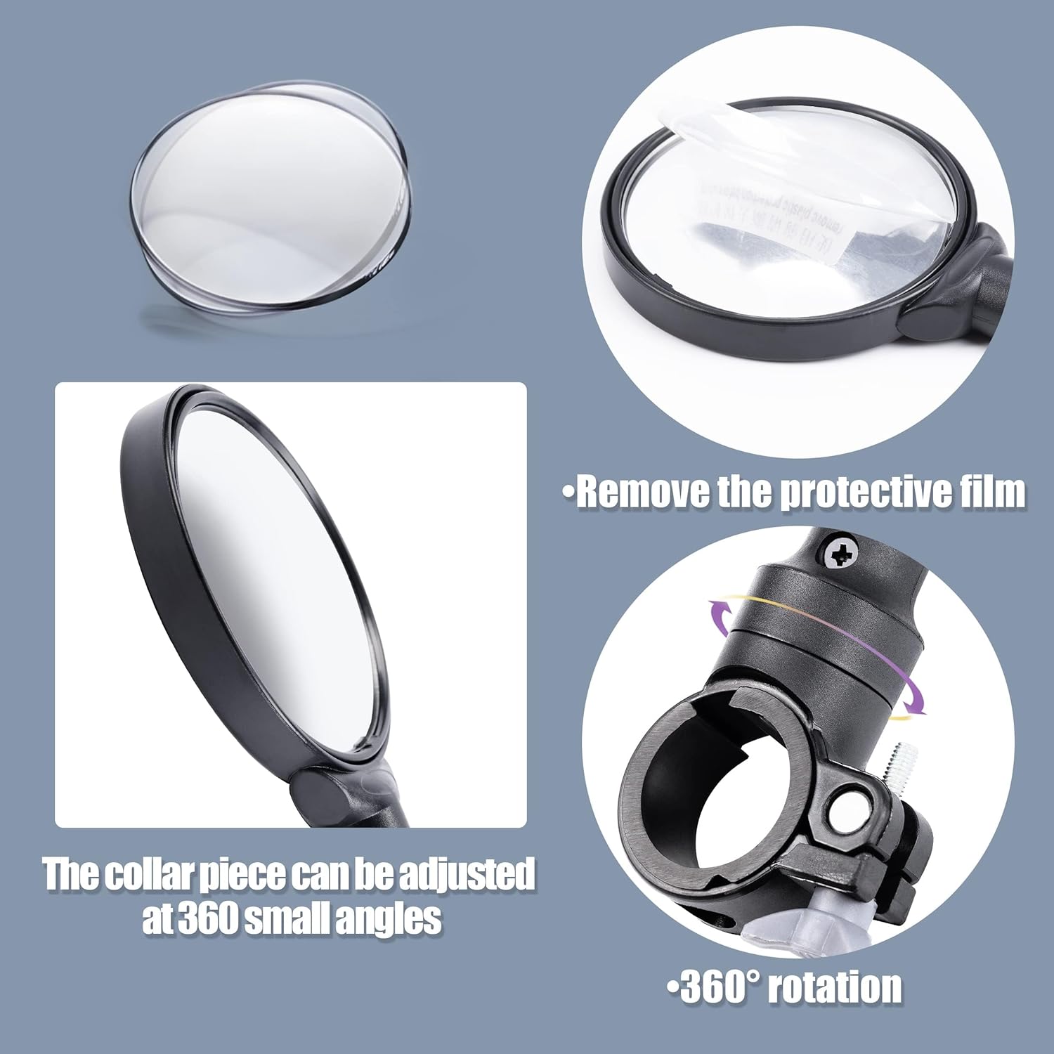 Mirror, Adjustable Handlebar Rear View Mirrors For Mountain Road   Electric  (Black-2PC)