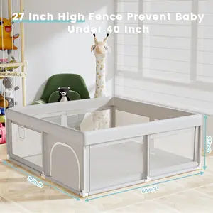 Baby Playpen 50x50 Inch, Play Pens  Babies and Toddlers Baby Fence Play Yards  Indoor & Outdoor with Breathable Mesh Anti-Fall Playpen