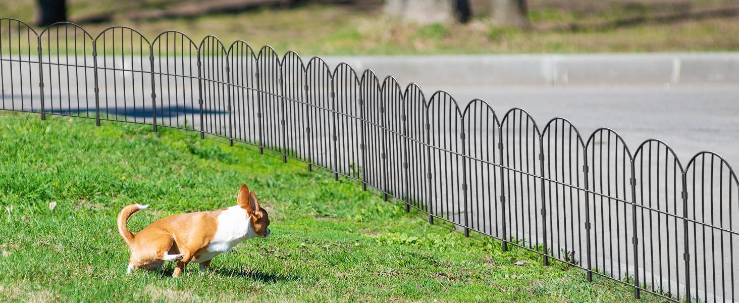 VANCASTLE 12.6x24 inch Decorative Garden Fence Outdoor, Total 10.5ft (L)x24in (H)/26ft (L)x24in (H), Rustproof Metal Landscape Barrier Fence, Black Fence for Yard, Patio Lawn, 10/25 Panels