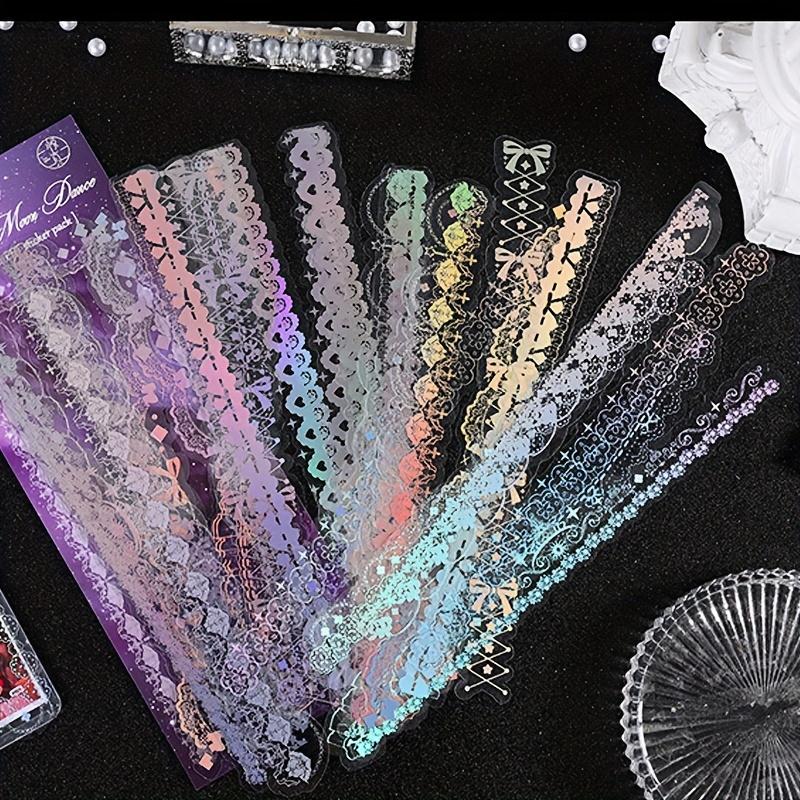 30 Sheets/pack Random Color Laser Sticker, Creative Waterproof Pet Sticker Material, Decorative Stickers for Diy Diary Scrapbook Album Decoration