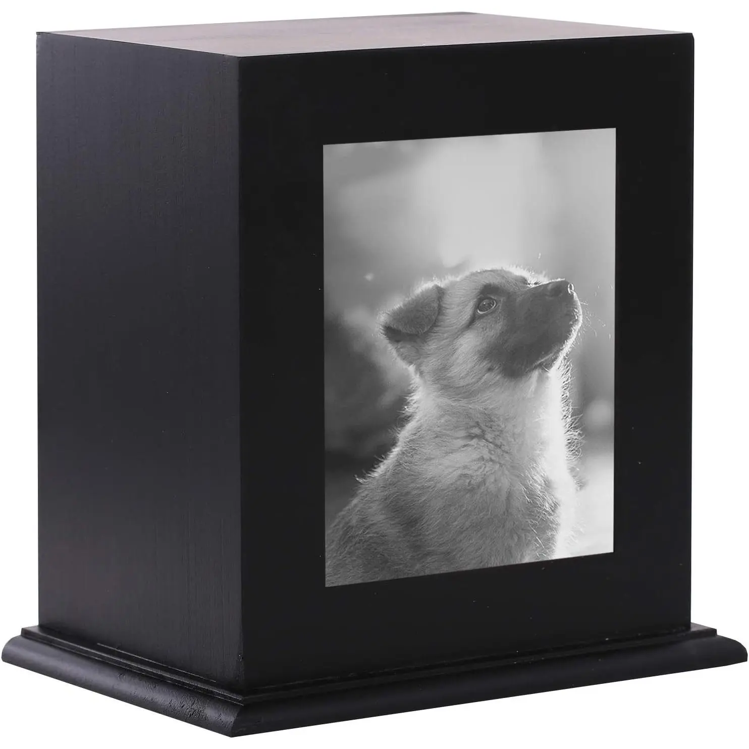 Pet Wood Memorial Urn for Ashes,Photo Frame Keepsake Box for Cats Dogs,Funerary Caskets Supplies Burly Wood Cremation Urns with Acrylic Glass Photo Protector for Pet Lovers