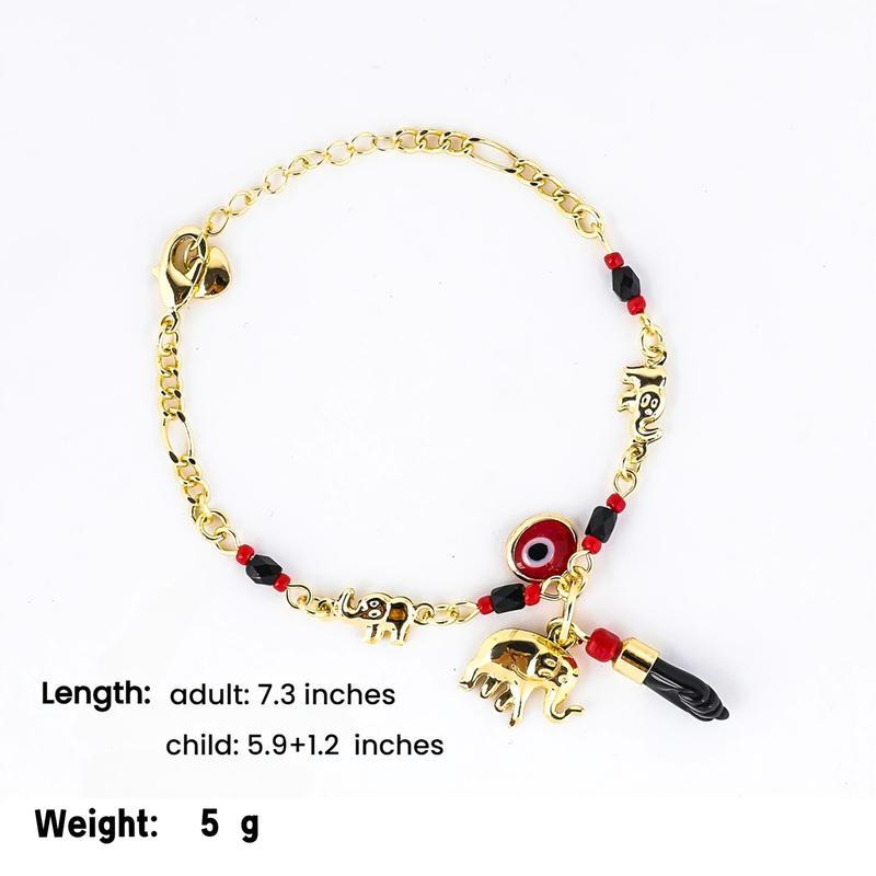 14K Real Gold Plated Elephant Evil Eye Bracelet Jewelry Adjustable Hypoallergenic  Bohemian Style Anklet