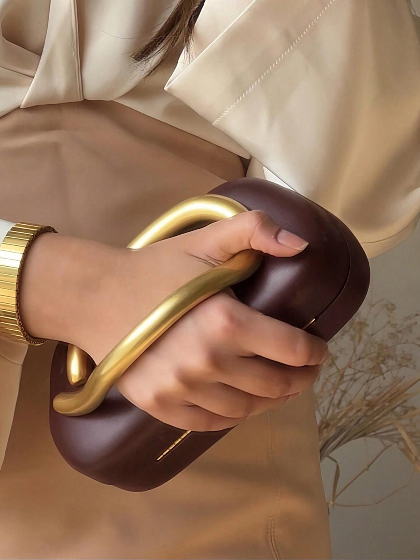 Women's Fashionable Solid Color Evening Bag, with Kiss Lock Design, Casual Versatile Handbag for Party, Trendy All-match & Exquisite Bag for Birthday Gift, Handheld Bag Purse