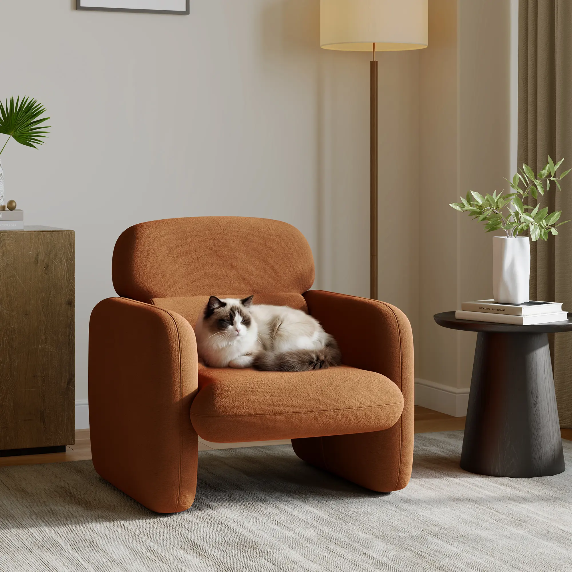 Modern Accent Chair – Comfortable Armchair with Hardwood Frame & Durable Eco-friendly Upholstery – For Living Room, Bedroom, Office, Apartment – Contemporary Style
