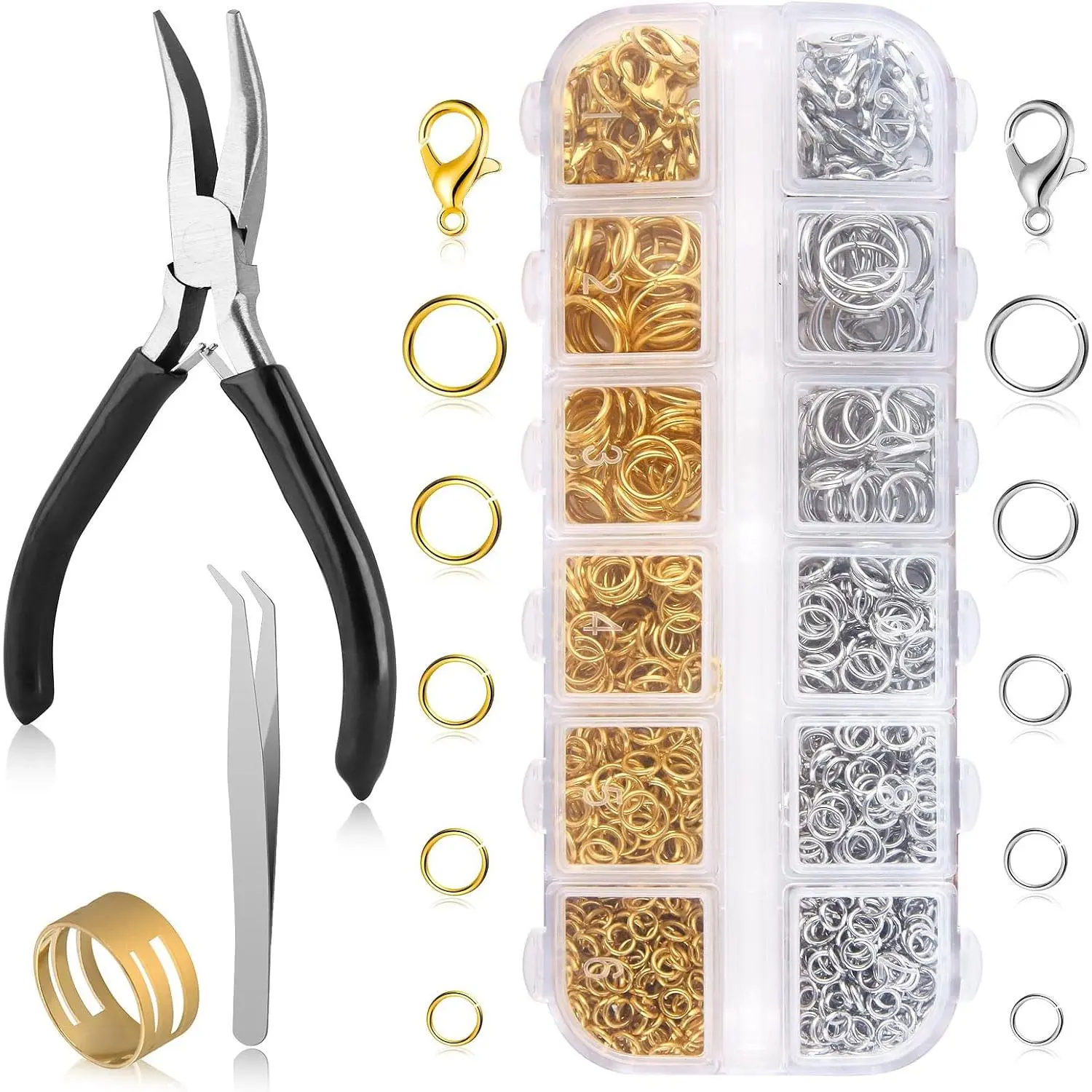 1200 count  and  with Pliers Jump Rings  Making Kit and Necklace Clasps Kit ,for  Making and Necklace Repair Supplies