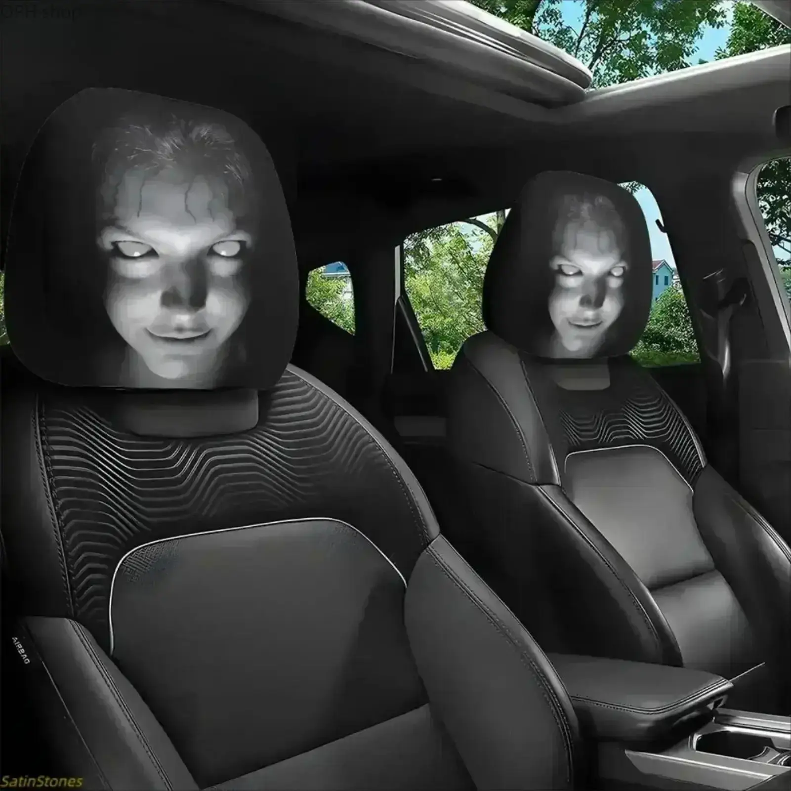 2-Piece Car Headrest Cover Set Universal Fit For Car Truck SUV Soft Washable Fabric Auto Interior Decor For Daily Drive Road Trip