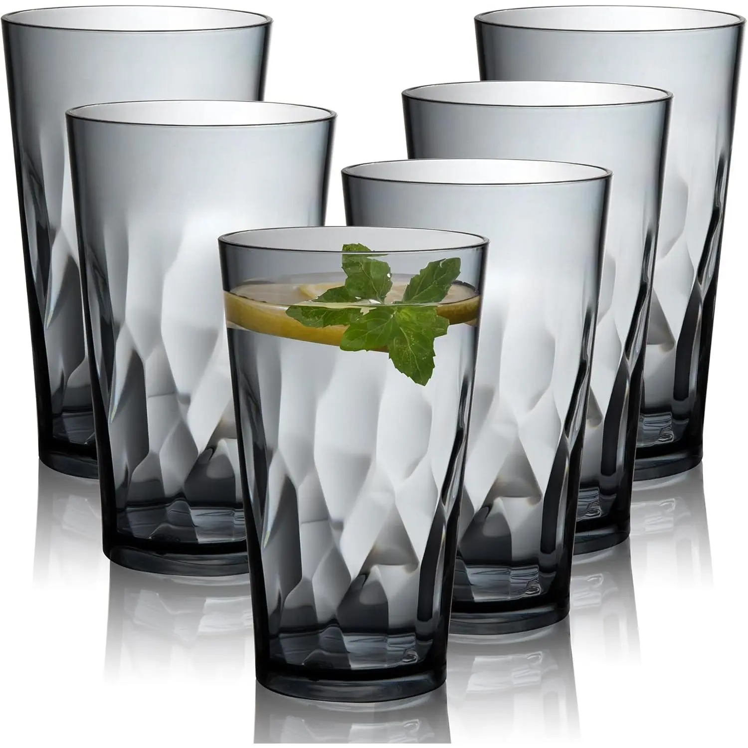 [Summer Wins]Unbreakable Plastic Drinking Glasses,Set of 6,16 Ounces (Grey) |     16 oz plastic Tumbler Cups, Shatterproof Drinking Cups, Plastic glass cup,cups for kitchen ,cup set, Dishwasher Safe