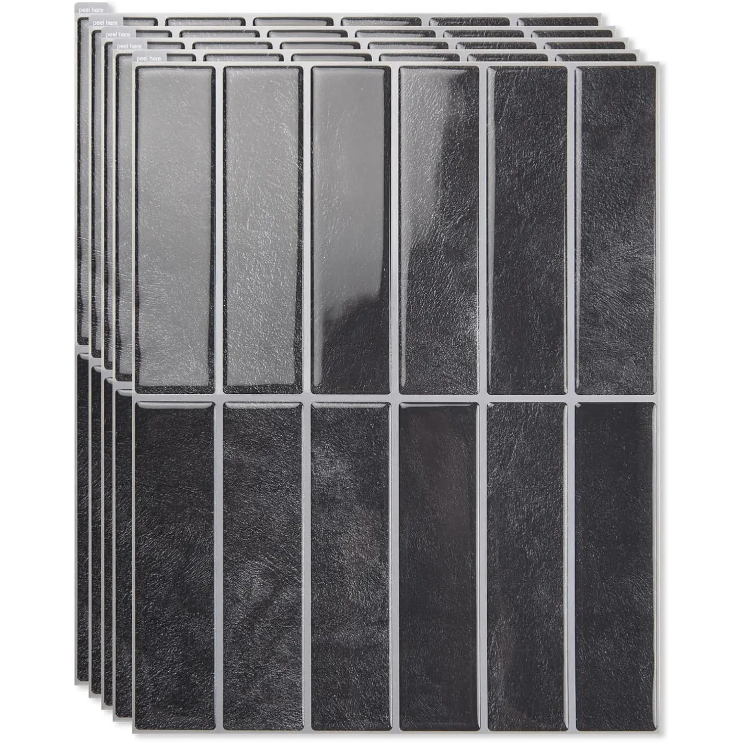 11.4 x 9 Inch Heavy-Duty Peel and Stick PVC Backsplash for  Decor, 10-Pack PVC Wall Tiles for Kitchen Countertop, Smoky Black