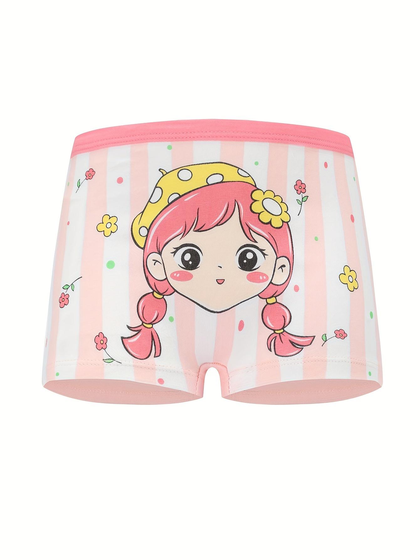 Random 6pcs/Pack Girls Boxer Panty Cartoon Pattern Soft Breathable Elastic Girls Shorts Pink Cute