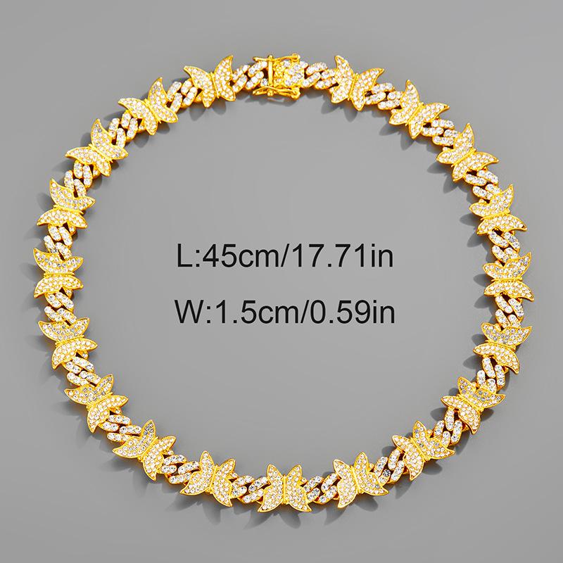 Butterfly Diamond Cuban Chain Fashionable Luxury Necklace Sweater