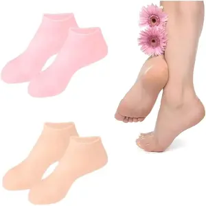 2 Pairs Silicone Socks for Dry Cracked Feet Women,Silicones Moisturizing Socks,Foot Spa Pedicure Silicone Socks for Repairing Dry Feet,Cracked Heels and Softening Rough Skin