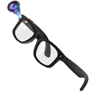 Bluetooth Smart Glasses with Camera, Wearable Tech Glasses, 5MP Anti-Shake Camera, 1080P Video Recording, UV400 lenses, 290 Mah Battery, AI Translation, Hands-Free Calls, Music Control, 3 Lenses Total (Transparent Anti-blue + Sunglasses)