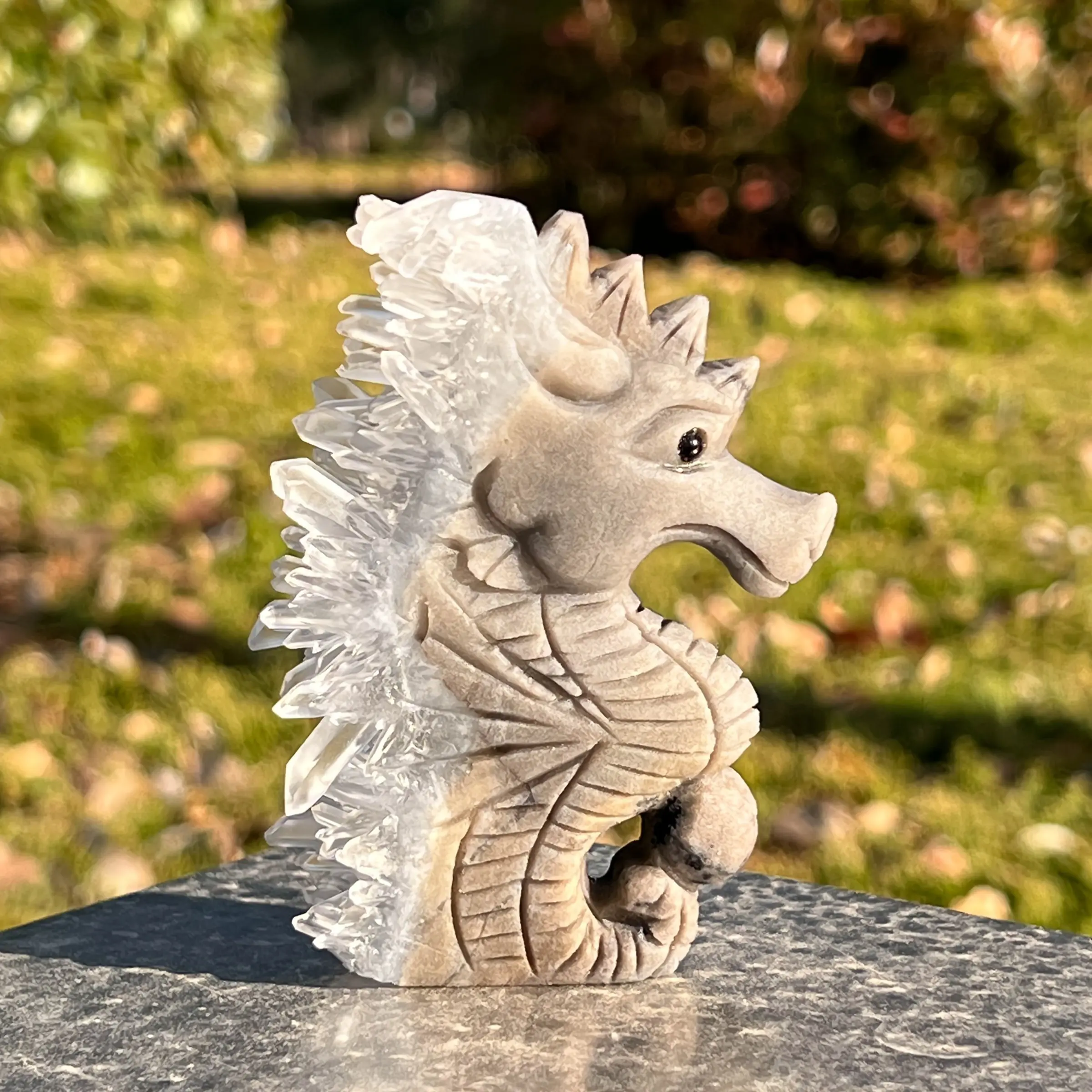 Crystal Seahorse Carving, Home Decor Item, Office Bedroom Desk Decoration, Feng Shui Ornament, Positive Energy, Unique Gift, Family Collection