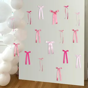 16Pcs Pink Bow Birthday Party Decorations, Satin Ribbon Bows Party Background Decor 3 Sizes, 'She's Tying the Knot' Bow Decorations for Coquette Bridal Shower Wedding Bachelorette Birthday Baby Showerfidget toys