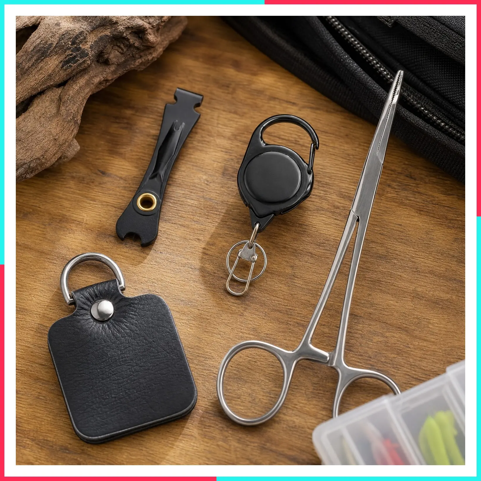 FF2 4-in-1 Fly Fishing Combo Kit: Forceps, Nipper, Leader Straightener, Zinger Retractor