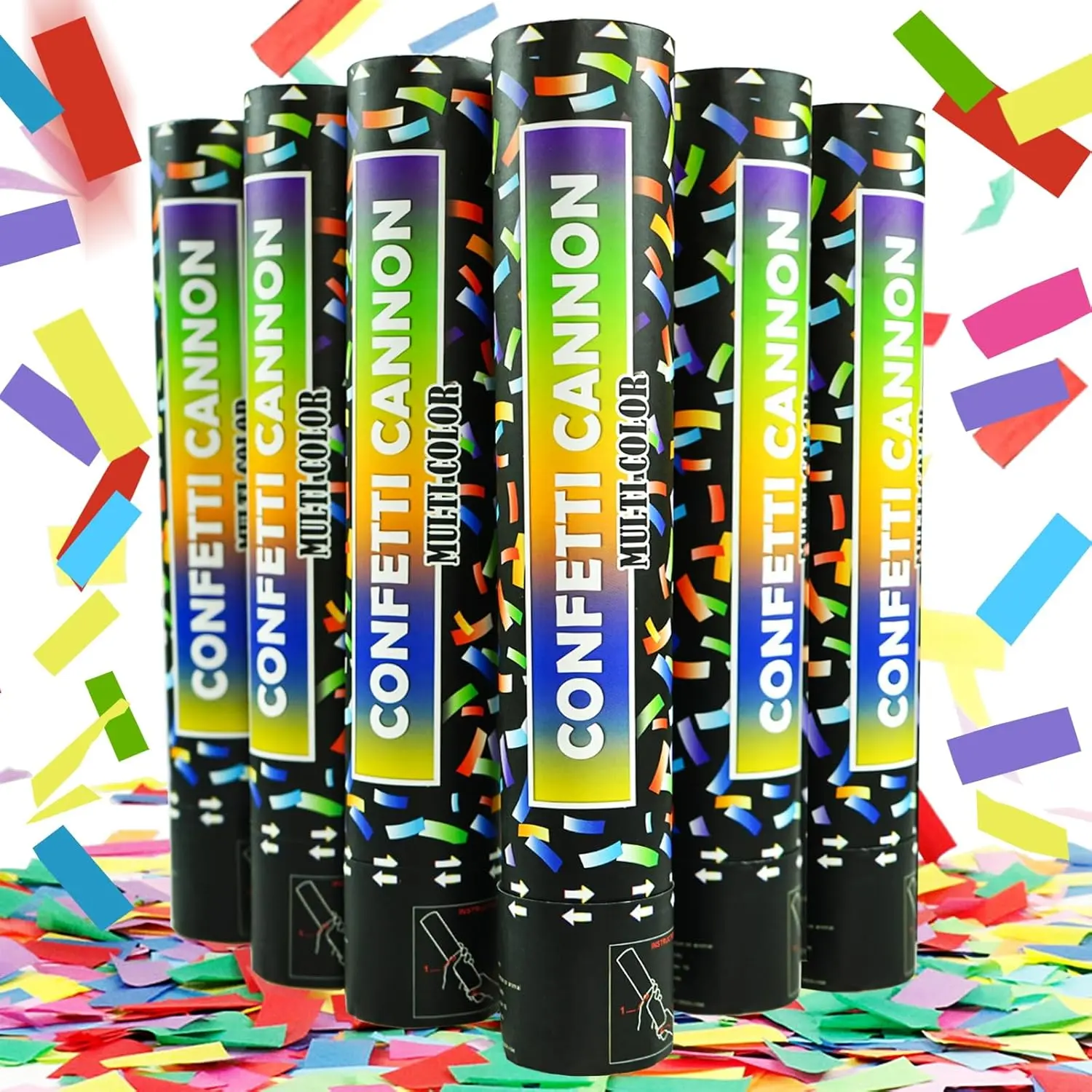 Confetti Cannon 6 Pack Multicolor Party Popper Shooters,12 Inch Large Confetti Cannon for Wedding Celebration Birthday Celebration  Shower Decorations Christmas  Year Graduation