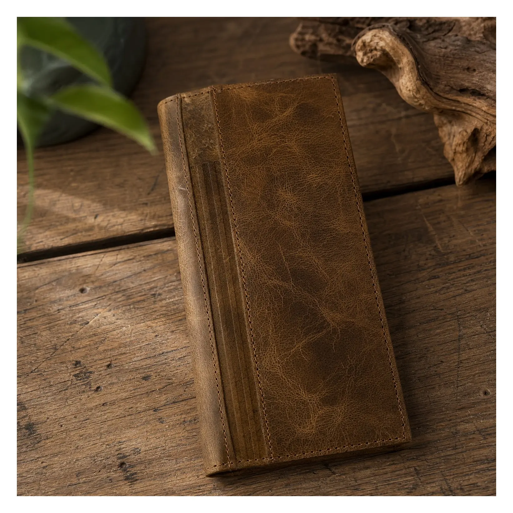Genuine Leather RFID Blocking Checkbook Cover Wallet for Men & Women, USA Series (Tan)Gift