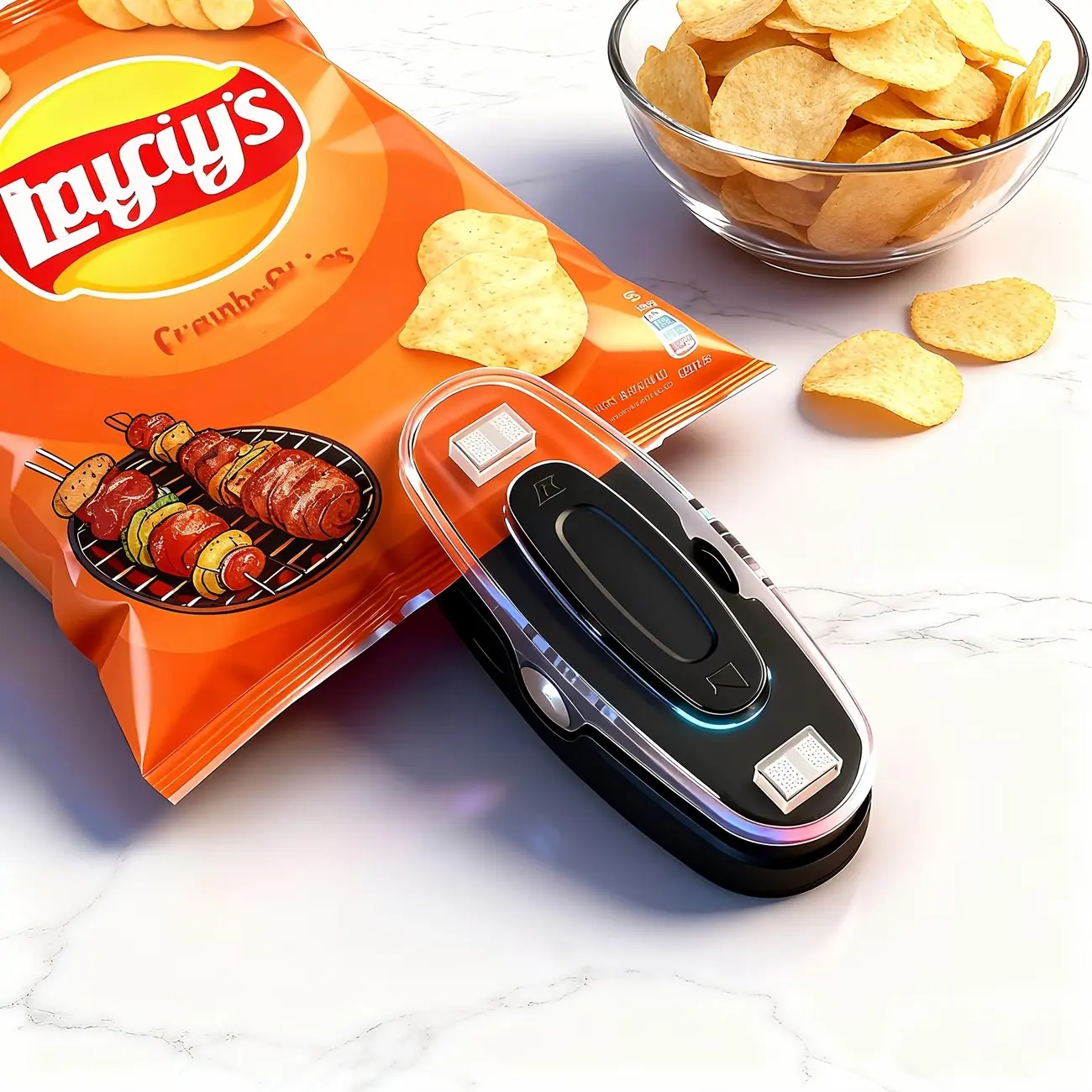 Rechargeable 2-In-1 Mini Bag Sealer And Cutter, Portable Handheld Heat Sealing Machine for Plastic Snack Bags, Keep Chips/Cookies/Nuts Fresh, Handheld Plastic Bag Closer, Compact Food Storage Tool for Kitchen Travel Camping