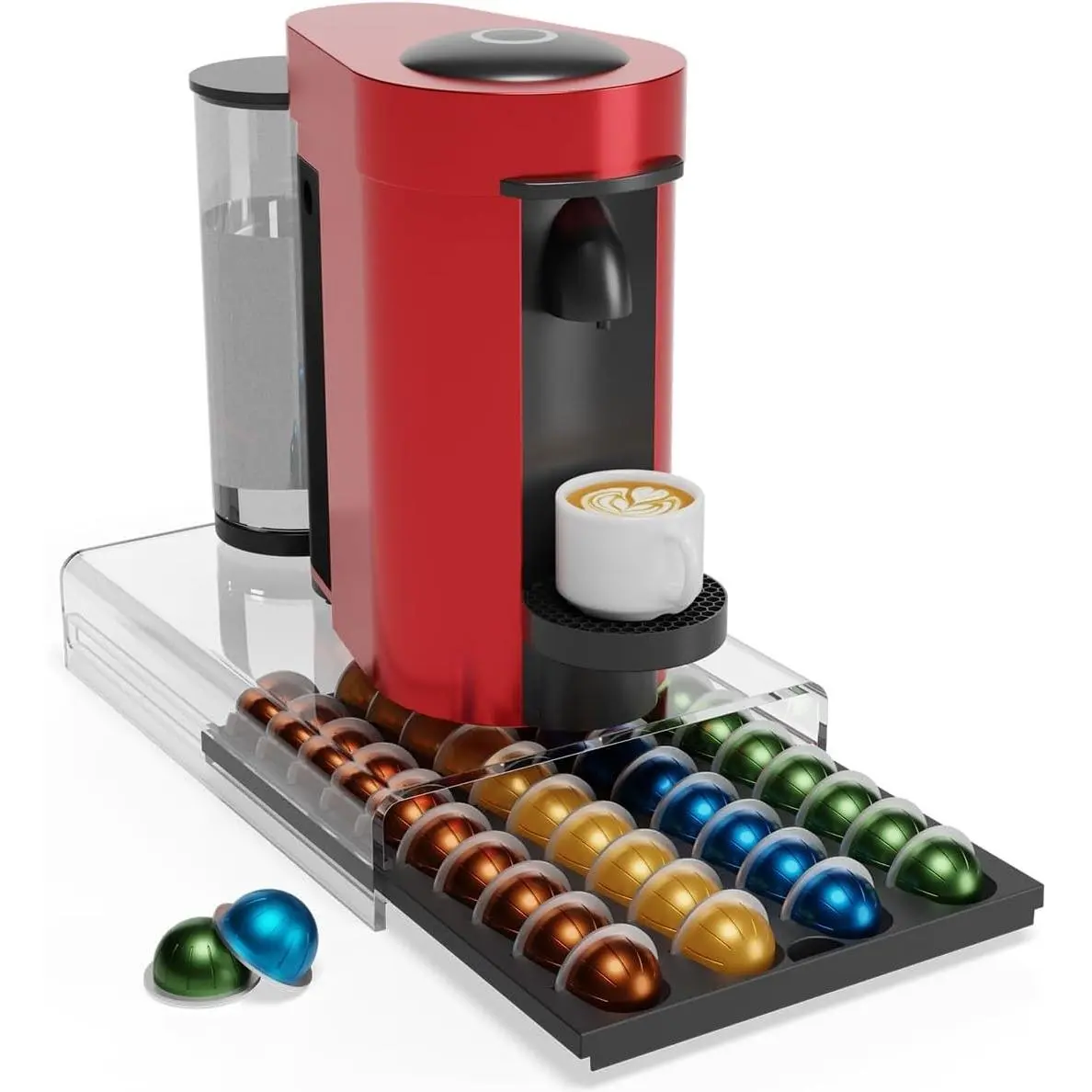 Storage Drawer for Nespresso Vertuo Coffee Pod Holder for Counter Acrylic Coffee Capsule Organizer - 40 Pods