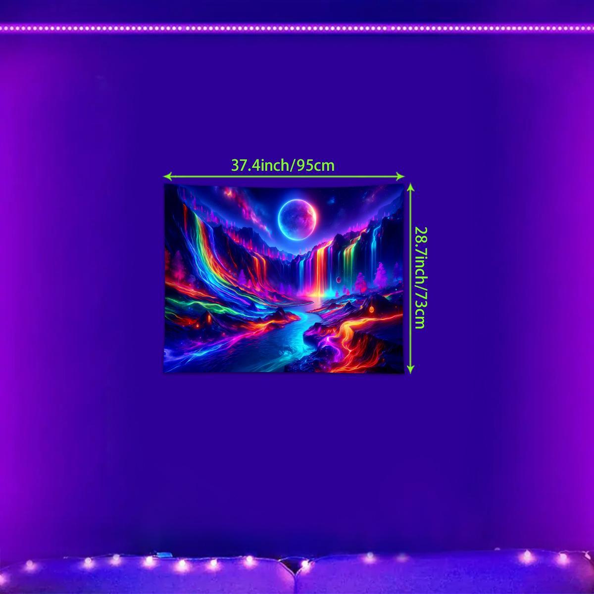 Colorful Waterfall Pattern Tapestry Tapestry, UV Reactive Tapestry, Natural Landscape Wall Hanging, Wall Decoration Art, Tapestry Wall Mural for Home Living Room Bedroom Office