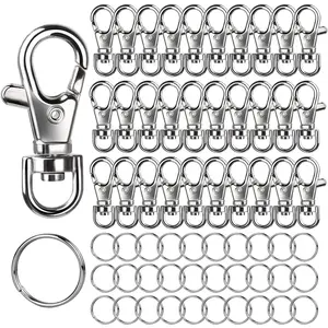 60 count Lobster Claw Clasps and Key Rings, 30 count Keychains Clips and 30 count Key Chain Ring,  Making kit for Key Chain,  Making, Art Crafts,