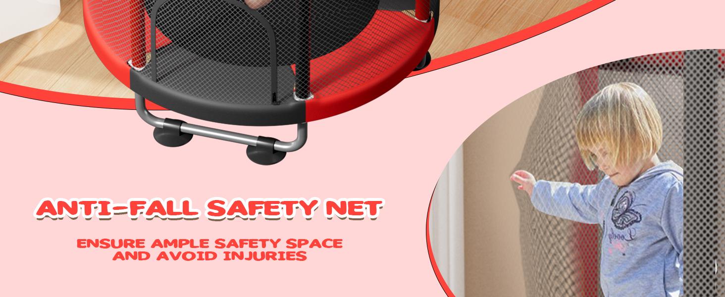 AGS 55" Trampoline for Kids with Enclosure, 440lbs Capacity Indoor & Outdoor Toddler Trampoline with Adjustable Gymnastics Bar & Toys, for Boys & Girls