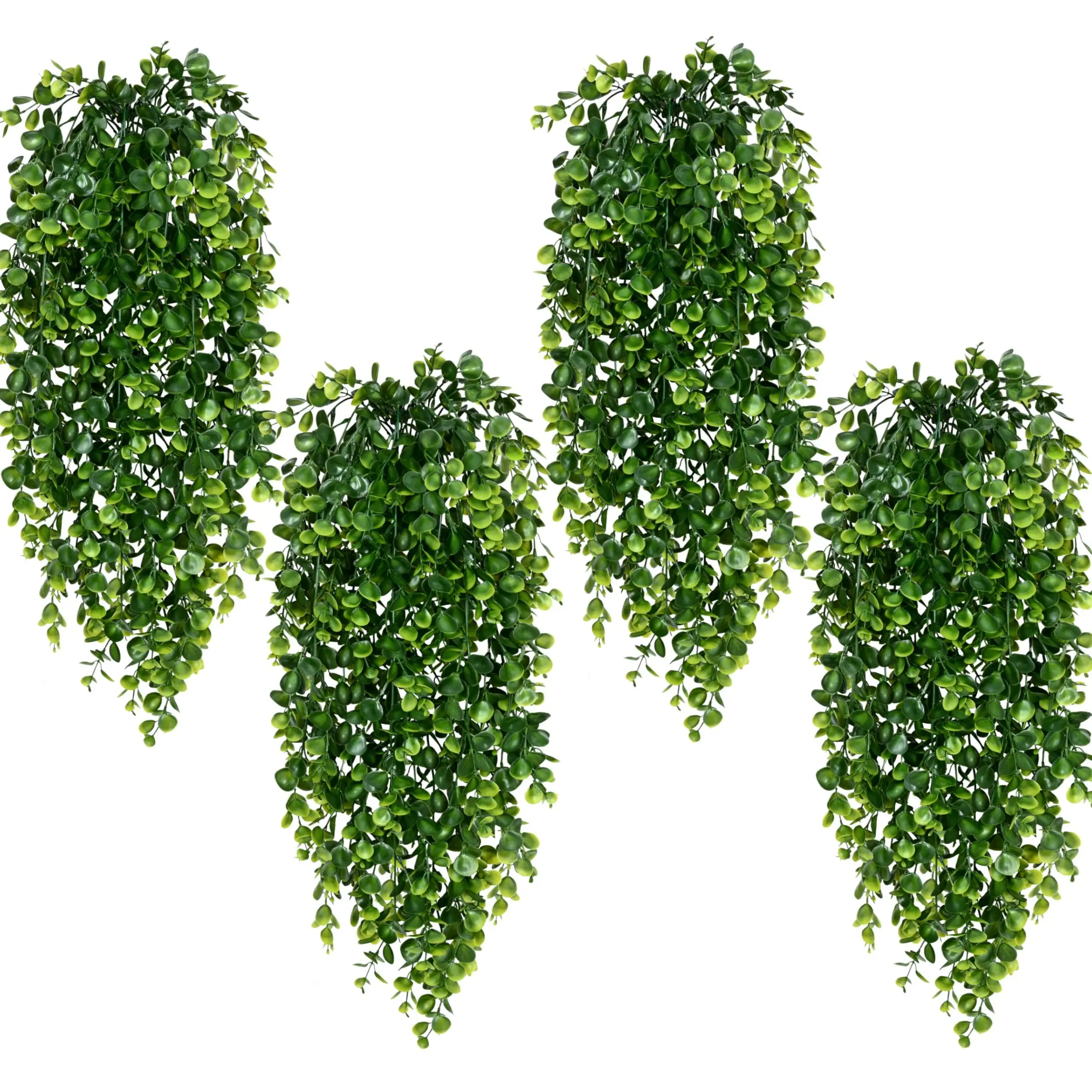 4-Pack Hanging Artificial Greenery, Artificial Plants, 2.6 Ft Eucalyptus Leaf Vine, UV-Resistant Ivy, Indoor Outdoor Decor, Bedroom Living Room Bohemian Wall Doorway Shelf