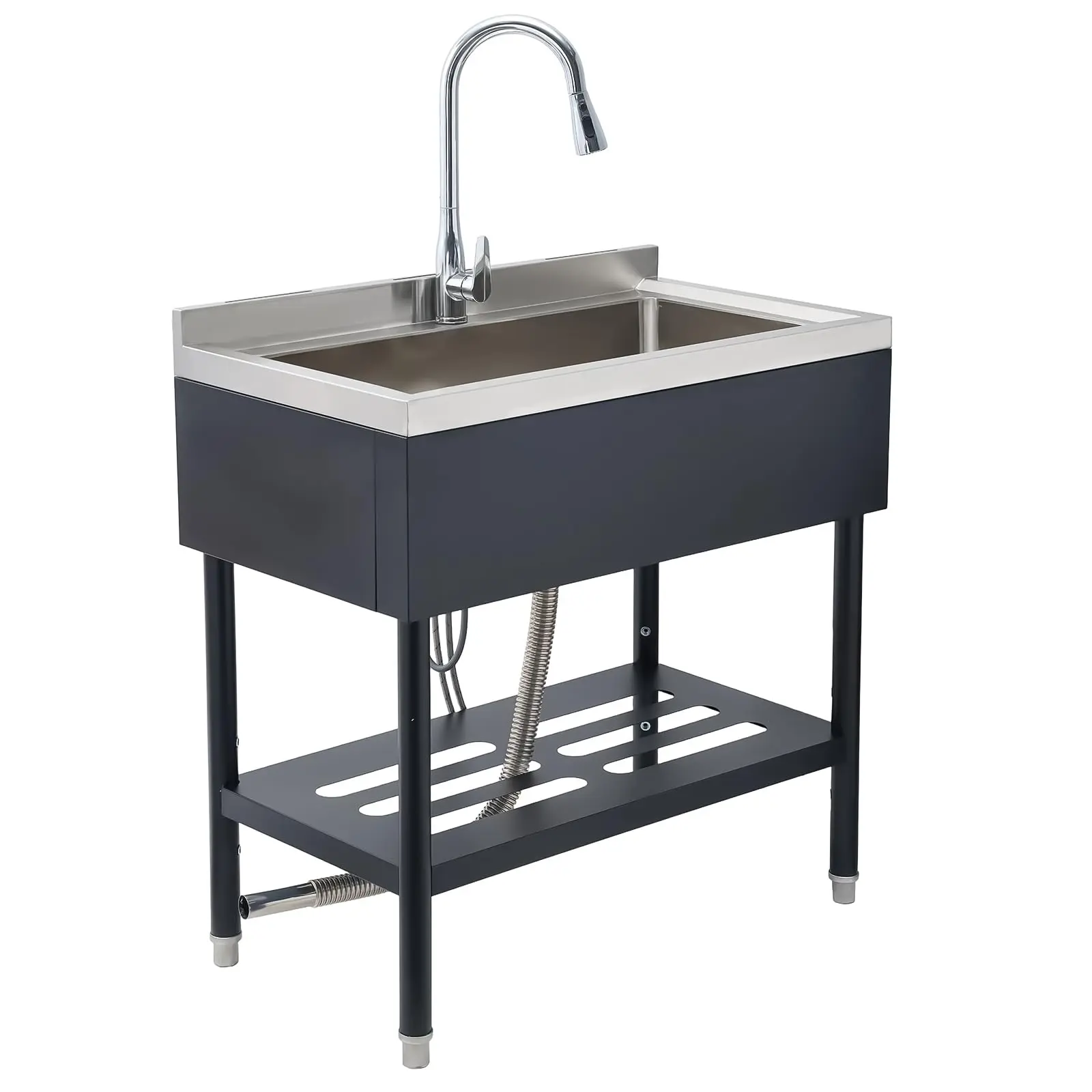 Commercial Stainless Steel Utility basin - Freestanding Large Single Bowl - Durable Heavy Duty Workstation - Deep Basin Laundry Tub for Kitchen, Restaurant, Garage, Basement, Food Truck - Pull-Down Faucet - 36x20x39inch summerwins