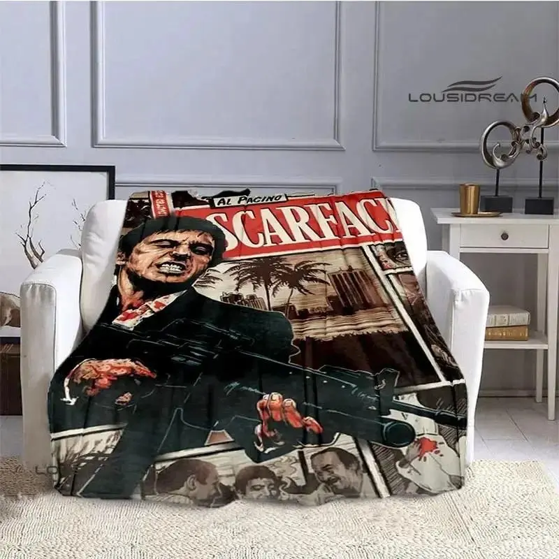 Classic Scarface Movie Soft Plush Fleece Throw Blanket - 30"x40" (Small for Babies), 60x80inch (Large for Adults) - Bed, Sofa, Couch Use - Outdoor Activities Accessory, Baby Shower Gift, Bedroom Decor, Baby Showers