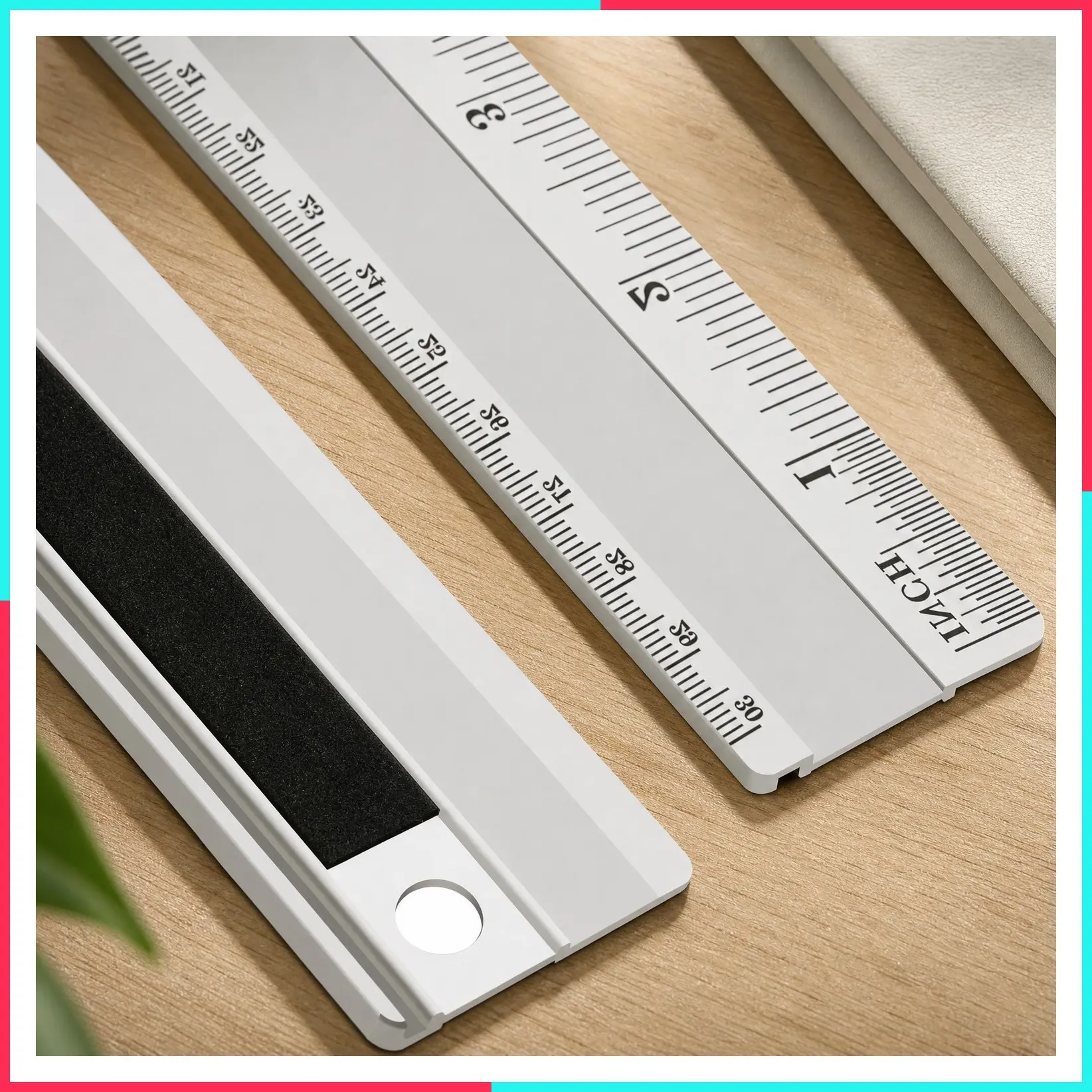 12 Inch Aluminum Cutting Ruler, Dual Scale Inch/Metric Measuring Tool with Precision Markings, Lightweight Straight Edge for Architects, Students, Engineers & Designers