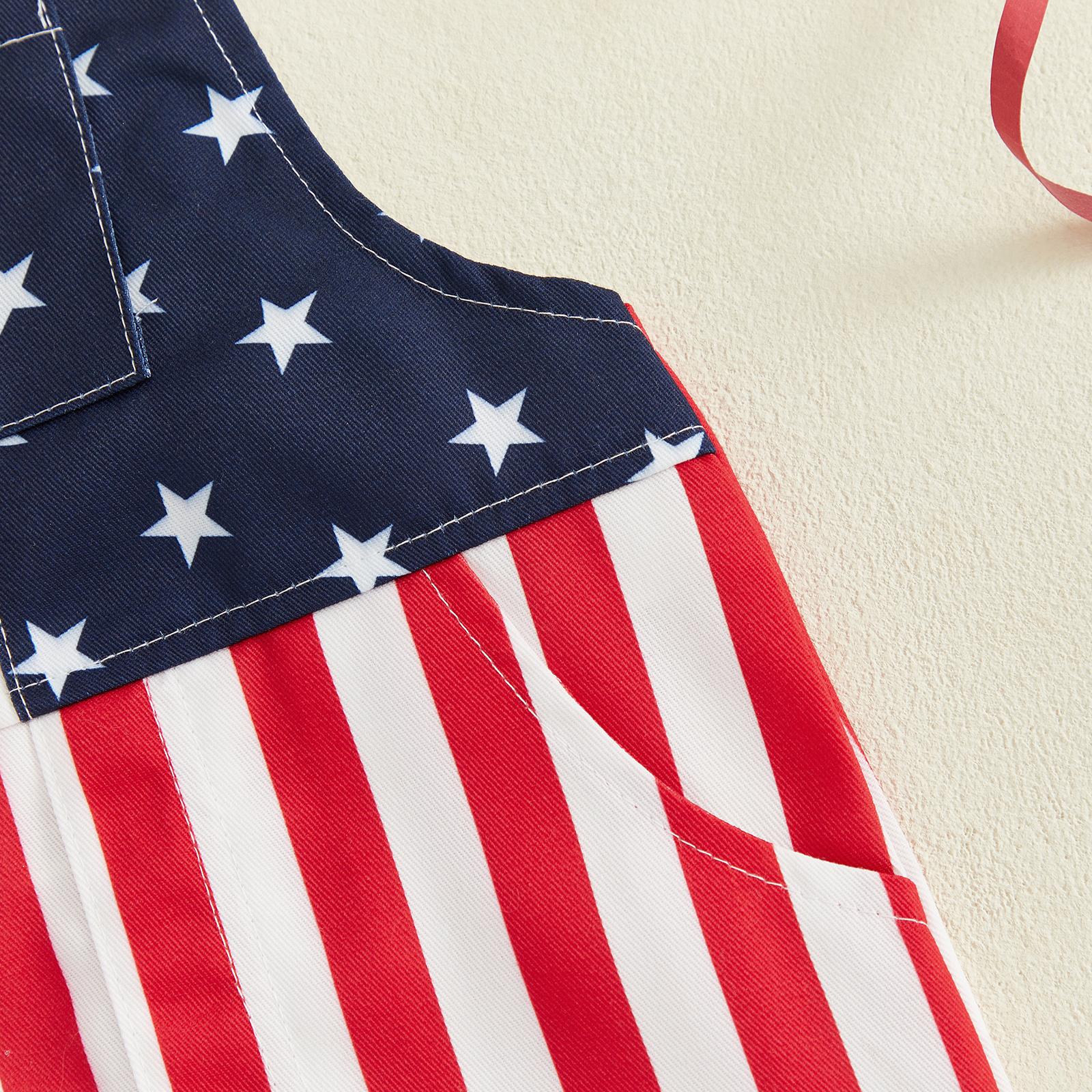 Emmababy Kids Toddler Baby Boy Girl 4th of July Overalls Outfits American Flag Overall Shorts Suspender Jumpsuit with Pocket Costume Romper