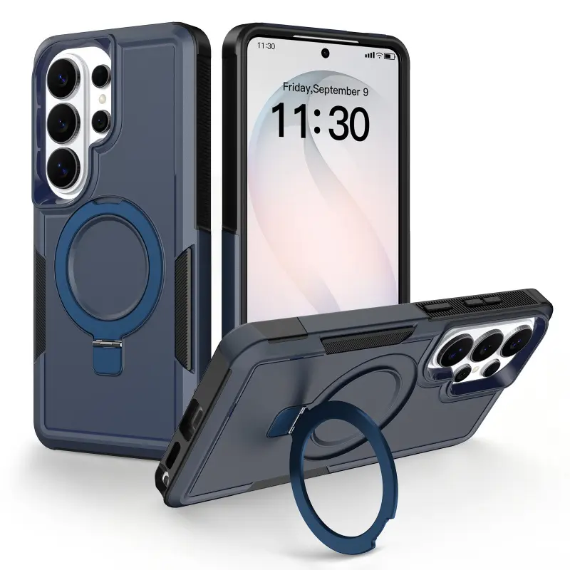 For S26 Ultra S25 Ultra S24 Ultra - Stand Magnetic Case, 3-in-1 Shockproof Protective Cover with Built-in Kickstand Kick Ring, Premium Hands-Free Phone Holder, Perfect Gift for Men Women