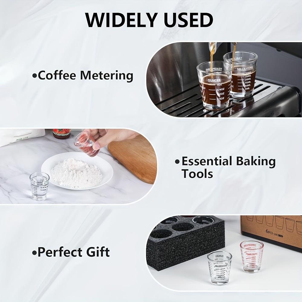 2pcs Espresso Shot Glass with Handle/Scale, Heat-Resistant Borosilicate Measuring Cup, 60Ml/2Oz Precision Graduated Pitcher for Barista, Coffee & Cooking