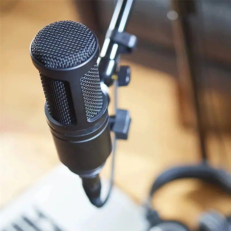AT2020 Wired Condenser Microphone for Streamers Recording Conferences Large Dynamic Diaphragm Professional Sound Quality Live Streaming Mic