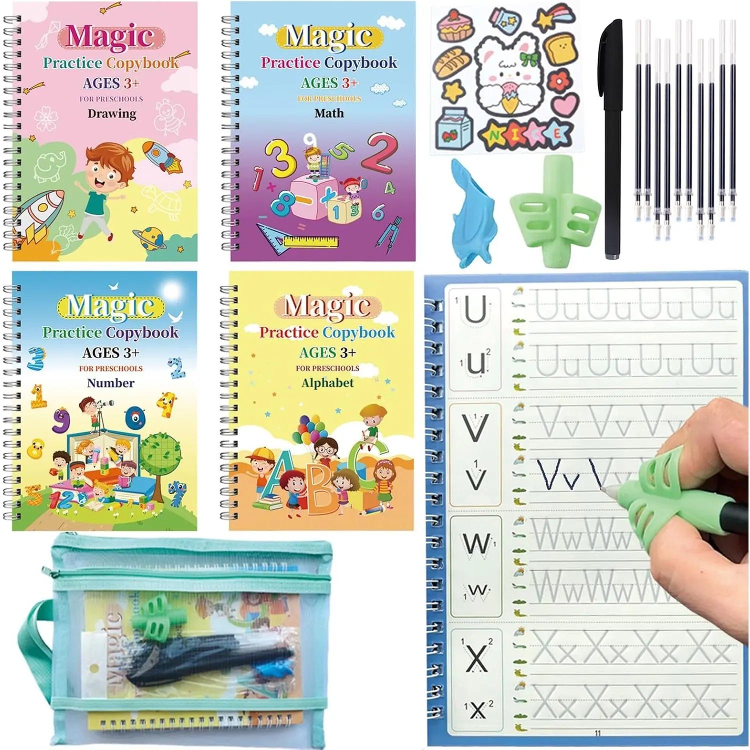 Magic grooved Writing Practice,  Handwriting Practice Workbook |  Tracing Workbook with Alphabet & Number Practice,  Learning-Activity for  Boys Girls
