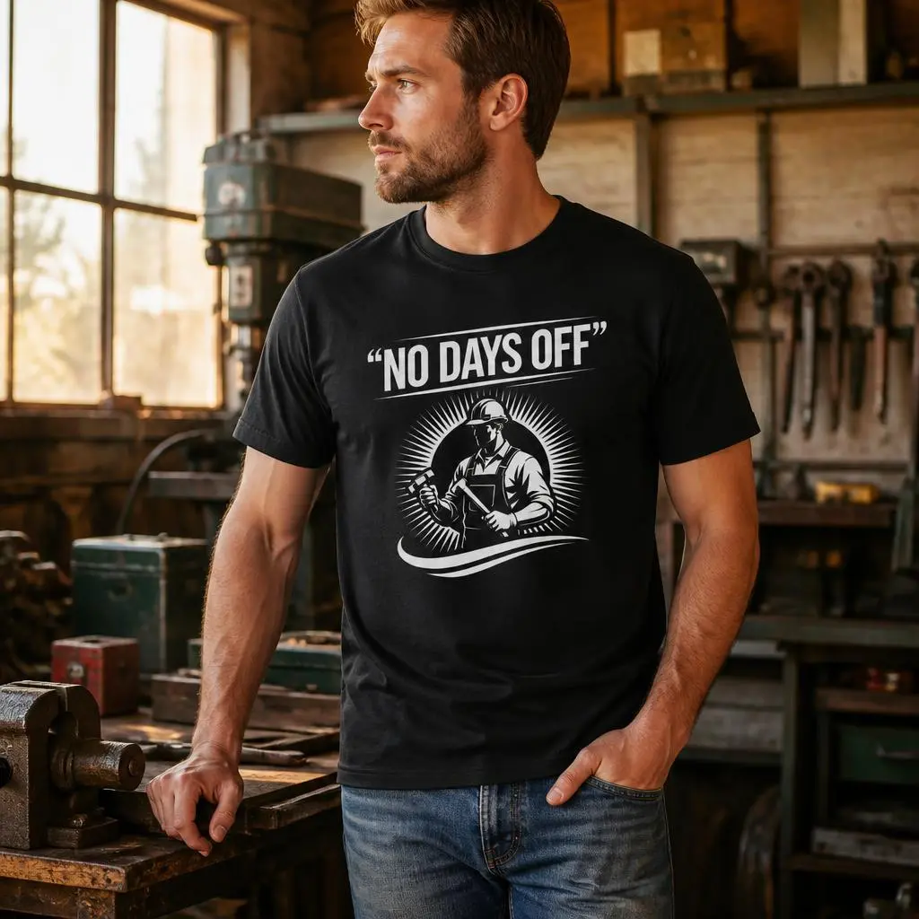 No Days Off Hardworking Craftsman T Shirt for Men Women Casual 100% Cotton Tees