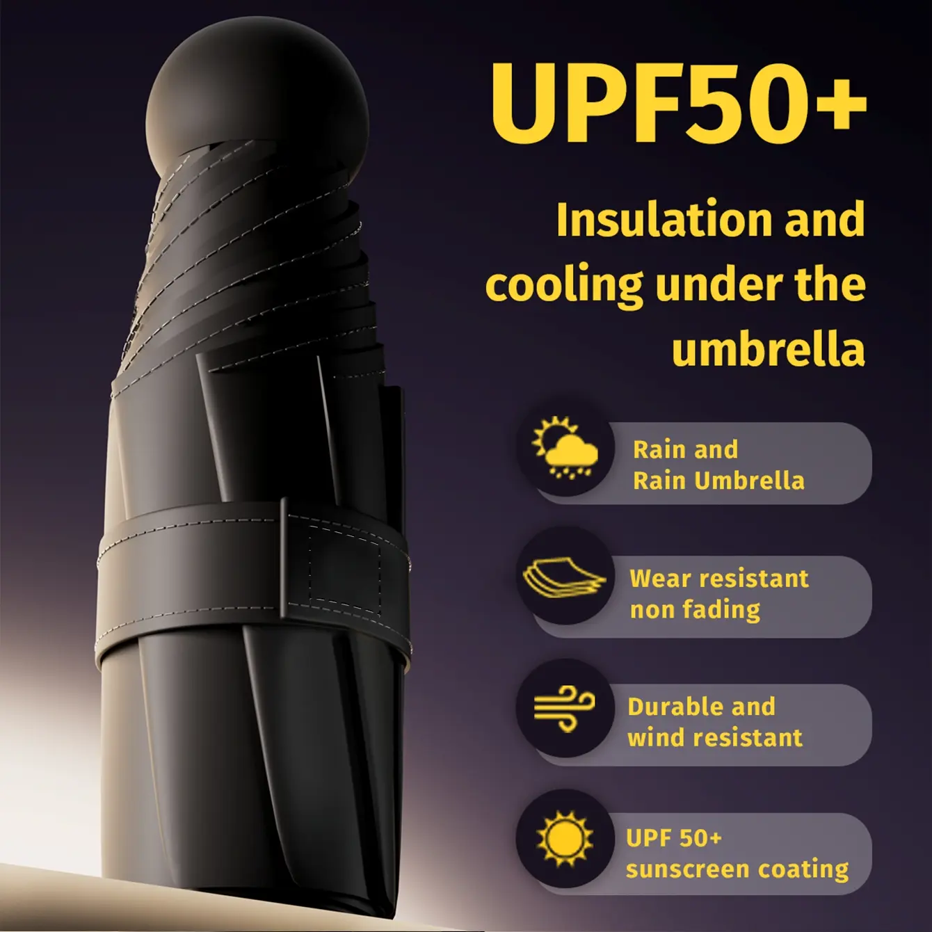 Mini Capsule Umbrella, Ultra-Compact 5-Fold Pocket Sun & Rain Umbrella, UPF 50+ UV Blocking Waterproof Travel Umbrella for Women & Men, Lightweight & Portable