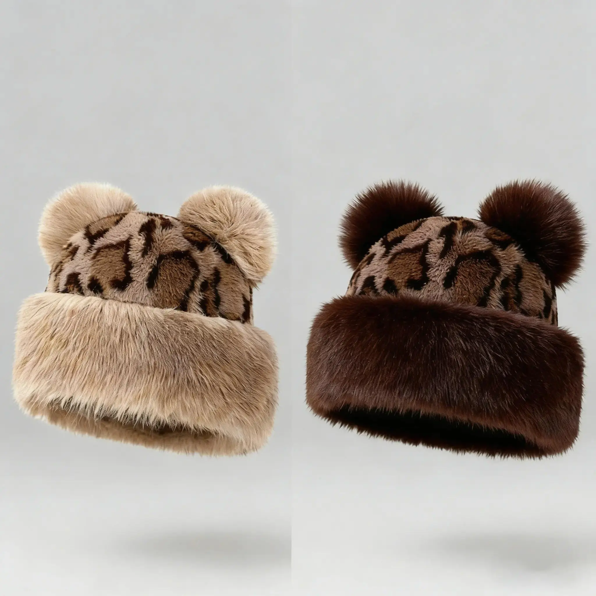 Female Mongolian-Style Fashion Matching Hat - Cozy Fabric, Soft Plush Fur, Textured Distinctive Design, Versatile Styling, Fitted Secure Fit, 1 Size, All-Season Adaptability, Autumn Cold Weather Outdoor Travel Accessory, One Size