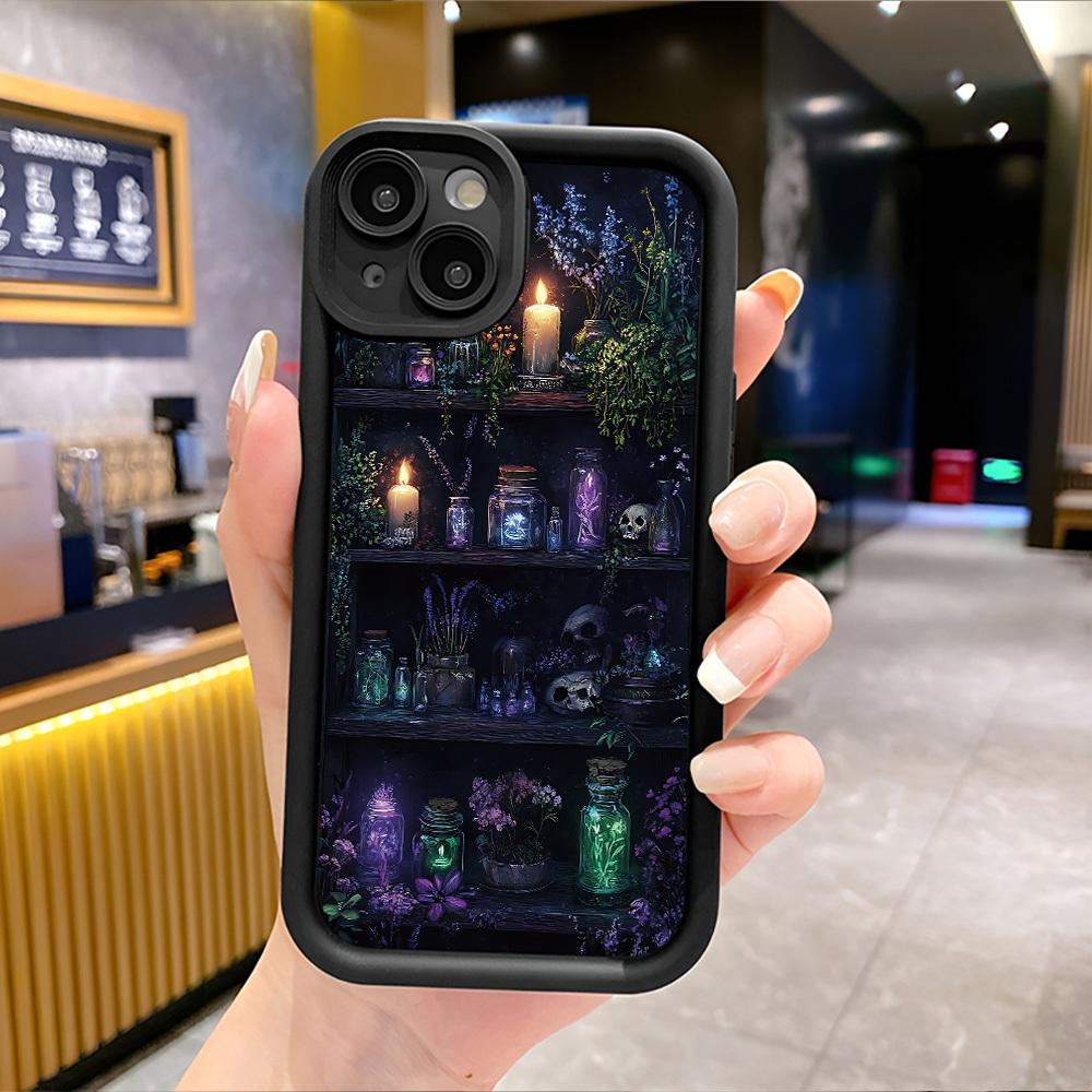 Phone Case - A Stylish TPU Phone Cover Featuring a Witch-Themed Bookshelf Design, Designed to Be Shockproof And Resistant to Drops, Compatible with for iPhone 17 E Air Pro ProMax iPhone16 15 14 Plus 13 12 Mini 11 X XS XR, for Halloween