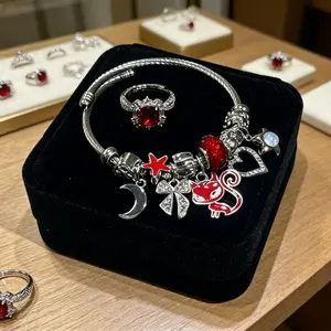 Women's Cat Charm Bangle Bracelet & Ring Set, Adjustable Silver Plated DIY Beaded Bracelet with Moon Star Bow Charms, Fashion Jewelry Gift for Girls
