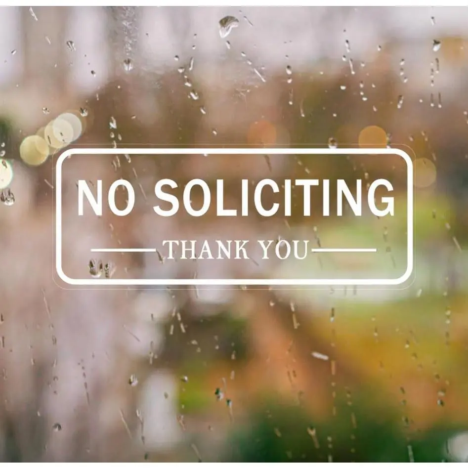 4 Pack Self-Adhesive No Soliciting Sign for House, Front Door, Business Window and Glass Door