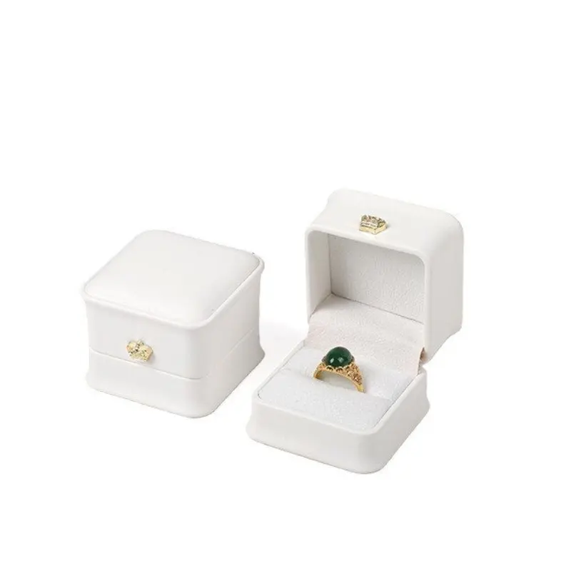 Luxurious Velvet Ring Box with Crown Decoration, Elegant Wedding Proposal Engagement Ring Storage Box, Jewelry Gift Packaging