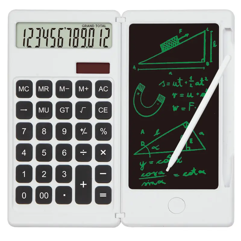 Portable Magnetic Folding Intelligent Calculator - 2-in-1 Calculator & Handwriting Board with Built-in Pencil, 1-Click Screen Clearing, Electronic Tool for Students & Office Workers (Home Supplies, Party Bag Gifts)