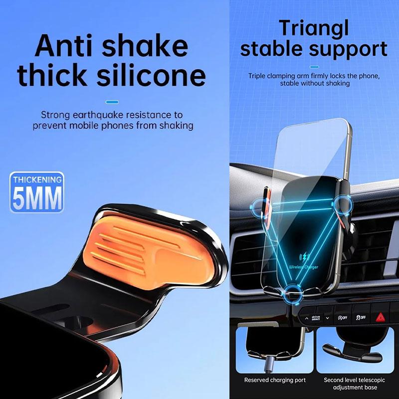 Wireless mobile phone car charger mobile phone holder one-click release fast charging manual clamp air outlet car mobile phone holder suitable for wireless charging mobile phone USB port