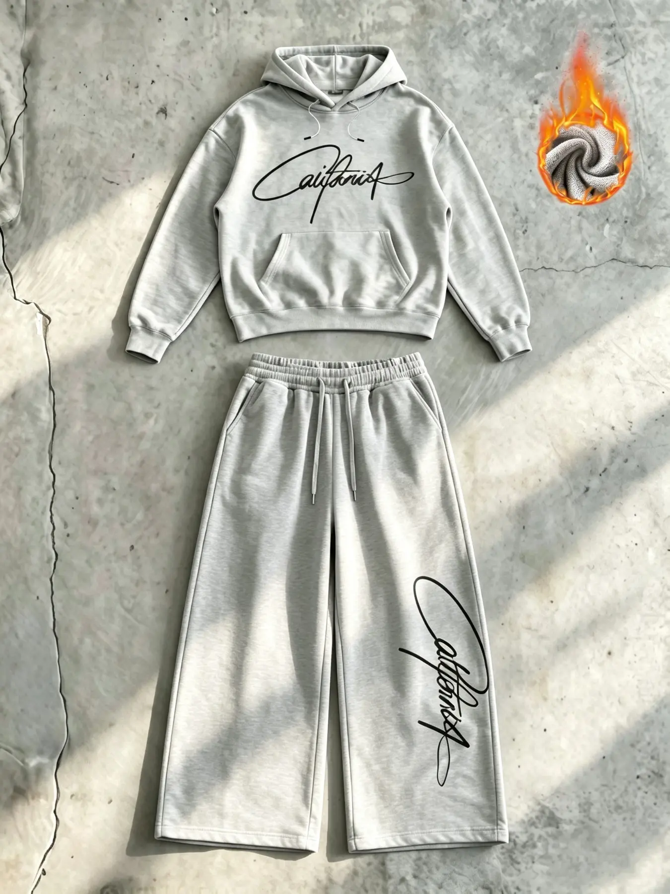 Unisex Fleece Lined Letter Print Hoodie Wide Leg Pants Two Piece Set Oversized Casual Tracksuit Fall Winter Daily Streetwear School Loungewear For Teen Girls Young Women Men Rare Aesthetic Y2K Outfit