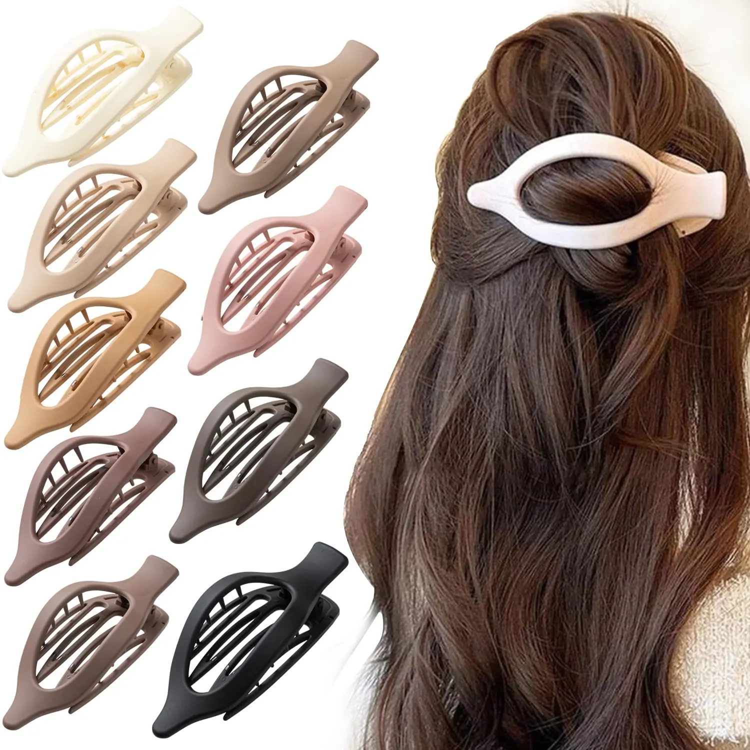 Flat Hair Clips, 9 count 4.7 Inch Large Side Slide Volume Duckbill Clips for Women & Girls, Internal  Design,  Hold Matte Hair Clips for Thick Hair & Thin Hair, Concord Clip