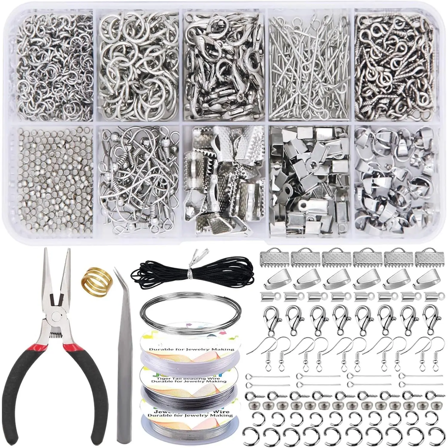 Repair Kit with Pliers Open Jump Ring Tools, Beading String for Repair