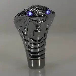 Universal Chrome  Blue LED Eyes Car  Manual Gear Shift Knob Snake Shifter