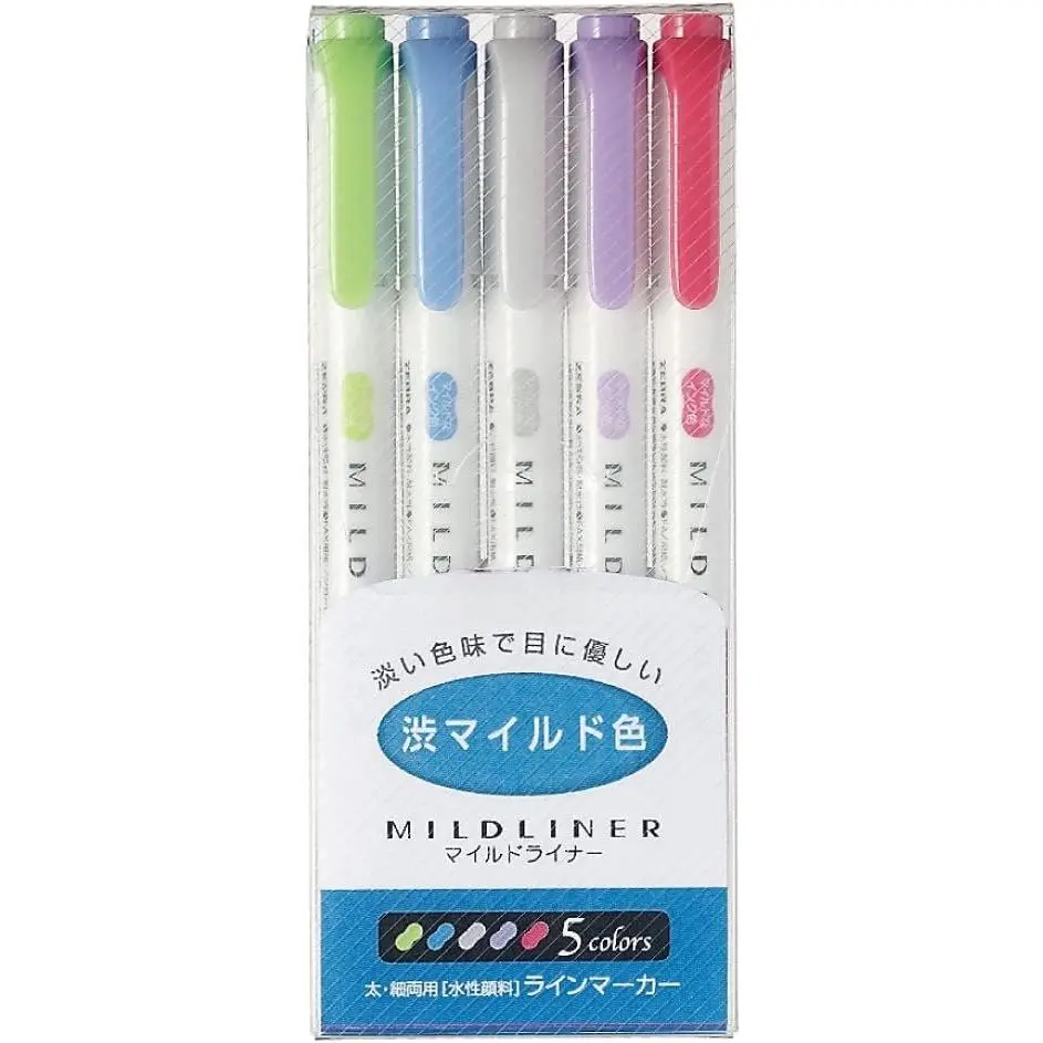 MILD LINER, Double Sided Highlighter Noble Color, 5 Set (WKT7-5C-NC)